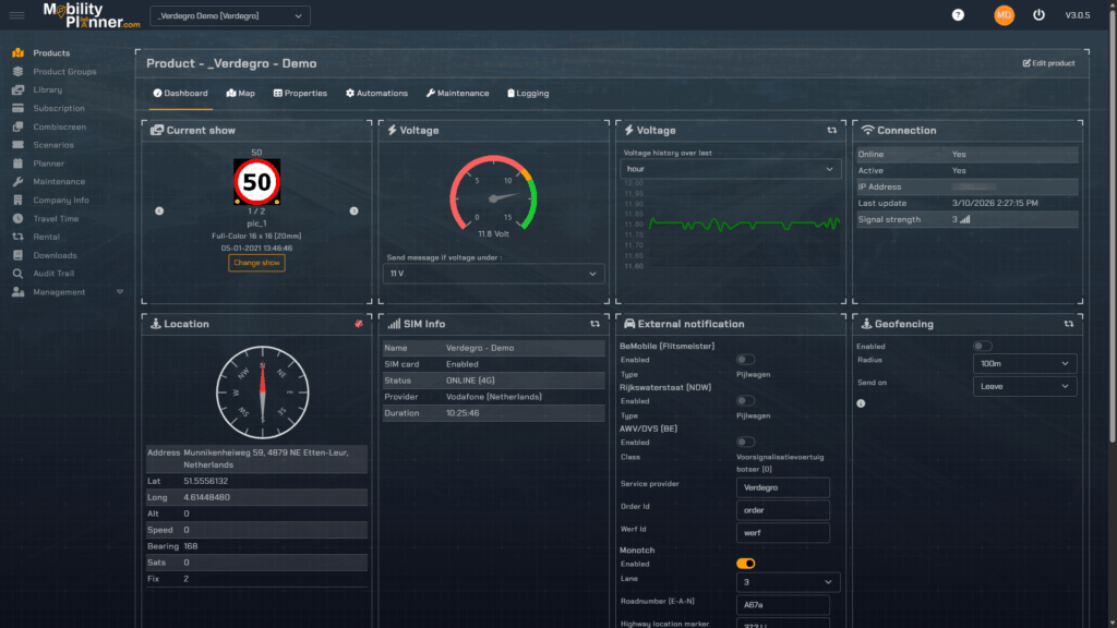 mobilityplanner dashboard